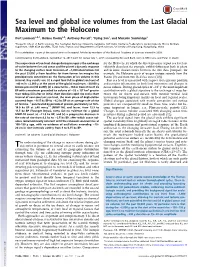 Sea Level and Global Ice Volumes from the Last Glacial Maximum to the Holocene