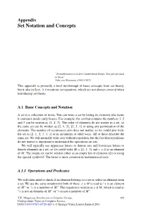 Set Notation and Concepts