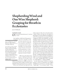 Shepherding Wind and One Wise Shepherd: Grasping for Breath in Ecclesiastes Jason S