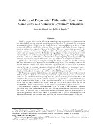 Stability of Polynomial Differential Equations: Complexity And