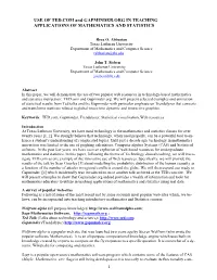 USE of TED.COM and GAPMINDER.ORG in TEACHING APPLICATIONS of MATHEMATICS and STATISTICS
