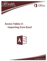 Importing from Excel