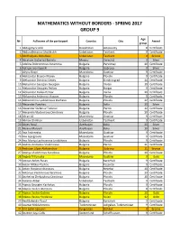 Mathematics Without Borders - Spring 2017 Group 9