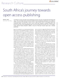 South Africa's Journey Towards Open Access Publishing