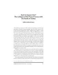 The Collapse of the Peace Process with the Kurds in Turkey