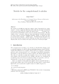 Models for the Computational Λ-Calculus