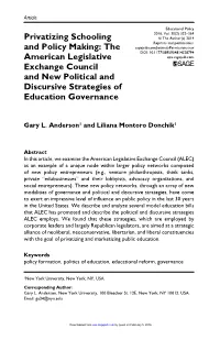 Privatizing Schooling and Policy Making