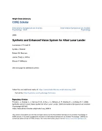 Synthetic and Enhanced Vision System for Altair Lunar Lander