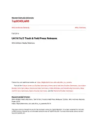 UA19/16/2 Track & Field Press Releases