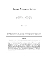 Bayesian Econometric Methods