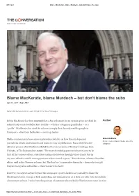 Blame Mackenzie, Blame Murdoch – but Don’T Blame the Subs