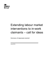 Extending Labour Market Interventions to In-Work Claimants Call for Ideas