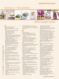 January – December 2005 Recipe Index