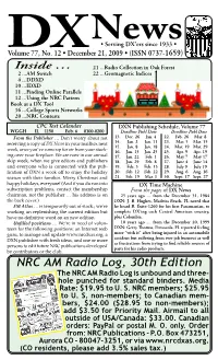 NRC AM Radio Log, 30Th Edition the NRC AM Radio Log Is Unbound and Three- Hole Punched for Standard Binders