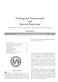 Orthogonal Polynomials and Special Functions