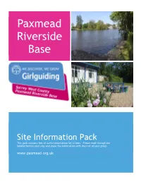 Site Information Pack This Pack Contains Lots of Useful Information for Visitors