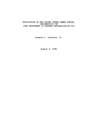 Unification of the United States Armed Forces: Implementing the 1986 Department of Defense Reorganization Act