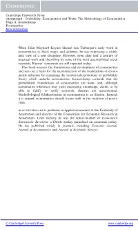 When John Maynard Keynes Likened Jan Tinbergen's Early Work in Econometrics to Black Magic and Alchemy, He Was Expressing a Widely Held View of a New Discipline