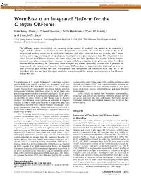 Wormbase As an Integrated Platform for the C. Elegans Orfeome