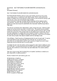 06/02/2009 SALT RATIONING PLAN IMPLEMENTED ACROSS BUCKS [For Immediate Release]