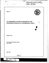 An Assessment of the Flammability and Explosion Potential of Transuranic Waste