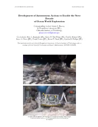 Development of Autonomous Actions to Enable the Next Decade of Ocean World Exploration
