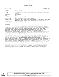 Integrating Cultural Values Into the Curriculum for Kenyan Schools. PUB DATE 2003-00-00 NOTE 24P