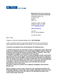 Met HQ Performance & Assurance Information Law & Security Group