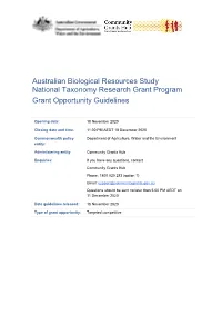 National Taxonomy Research Grant Program Guidelines