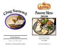 Passover Menu