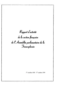 Rapport D'activité De La Section Française De L'assemblée