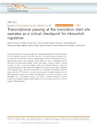 Transcriptional Pausing at the Translation Start Site Operates As a Critical Checkpoint for Riboswitch Regulation