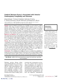 Urethral Stricture Score Is Associated with Anterior Urethroplasty Complexity and Outcome