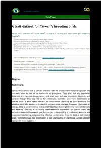 A Trait Dataset for Taiwan's Breeding Birds
