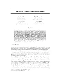 Automatic Variational Inference in Stan