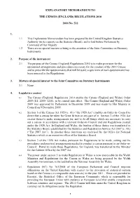 Explanatory Memorandum to the Census