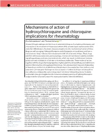 Mechanisms of Action of Hydroxychloroquine and Chloroquine: Implications for Rheumatology