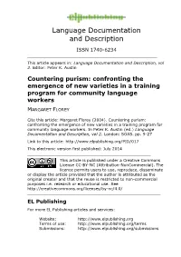 Countering Purism: Confronting the Emergence of New Varieties in a Training Program for Community Language Workers