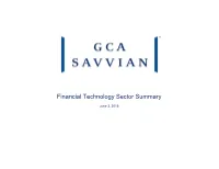 Financial Technology Sector Summary