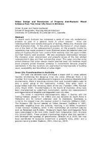 Mixed Evidence from Two Inner City Areas in Brisbane Simon Huston