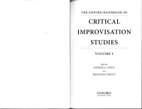 On Critical Improvisation Studies 1 GEORGE E