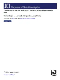The Effect of Insulin on Blood Levels of Infused Pentoses in Man