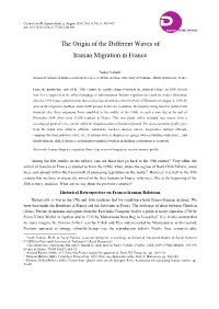 The Origin of the Different Waves of Iranian Migration in France