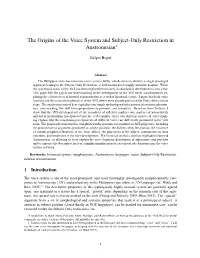 Begus the Origins of Voice System and Subject Only Restriction In