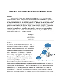 Computational Security and the Economics of Password Hacking