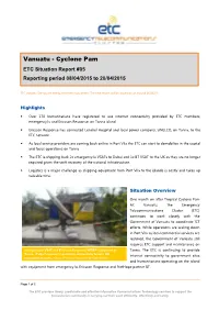 Cyclone Pam ETC Situation Report #05 Reporting Period 08/04/2015 to 20/04/2015