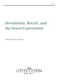 Devolution, Brexit, and the Sewel Convention