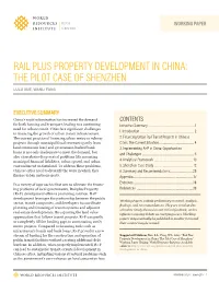 Rail Plus Property Development in China: the Pilot Case of Shenzhen