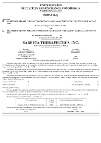 SAREPTA THERAPEUTICS, INC. (Exact Name of Registrant As Specified in Its Charter)