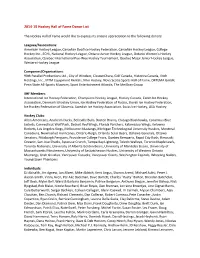 2014-15 Hockey Hall of Fame Donor List